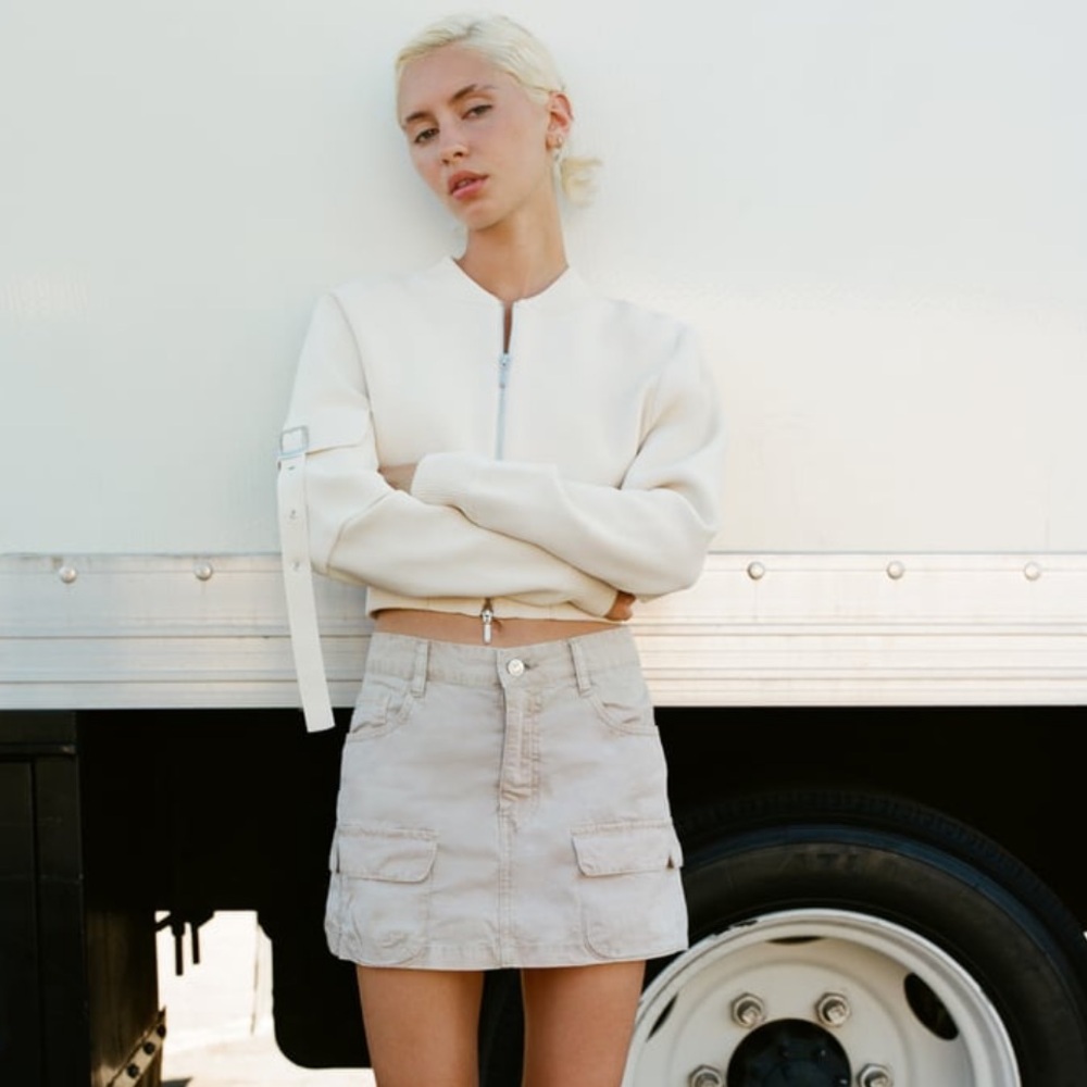 Zara Beige Cargo Mini Skirt